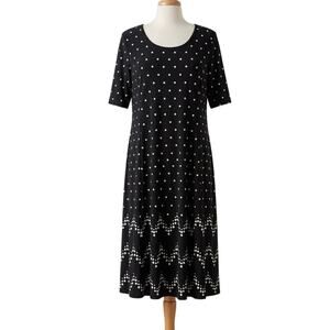 Catherines Black White Polka Dot Short Sleeve Summer Dress XL Elastic